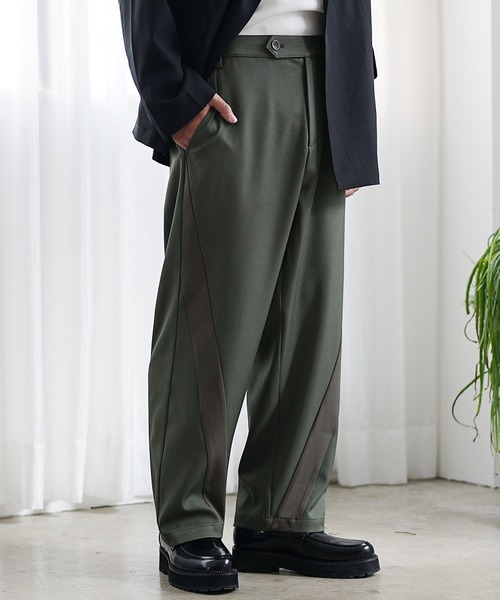 MinoriTY(マイノリティ)の「【MinoriTY】ダイヤゴナルラインワイドテーパードパンツ スラックス(スラックス・メンズ・アイボリー/カーキ/スミクロ・M/S/L)」の9枚目の写真