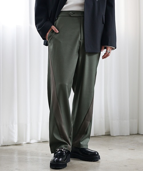 MinoriTY(マイノリティ)の「【MinoriTY】ダイヤゴナルラインワイドテーパードパンツ スラックス(スラックス・メンズ・アイボリー/カーキ/スミクロ・M/S/L)」の10枚目の写真