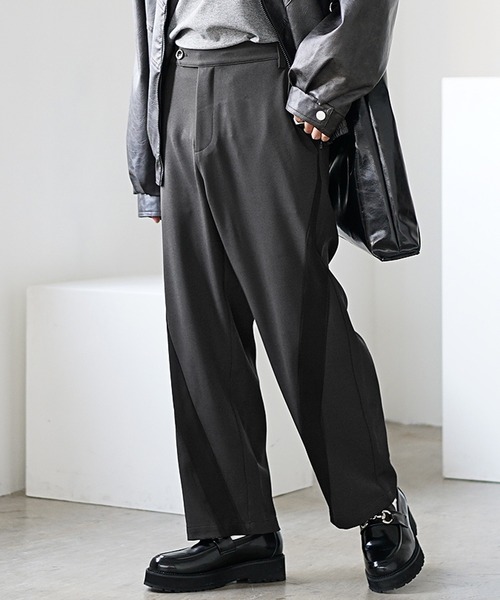 MinoriTY(マイノリティ)の「【MinoriTY】ダイヤゴナルラインワイドテーパードパンツ スラックス(スラックス・メンズ・アイボリー/カーキ/スミクロ・M/S/L)」の15枚目の写真