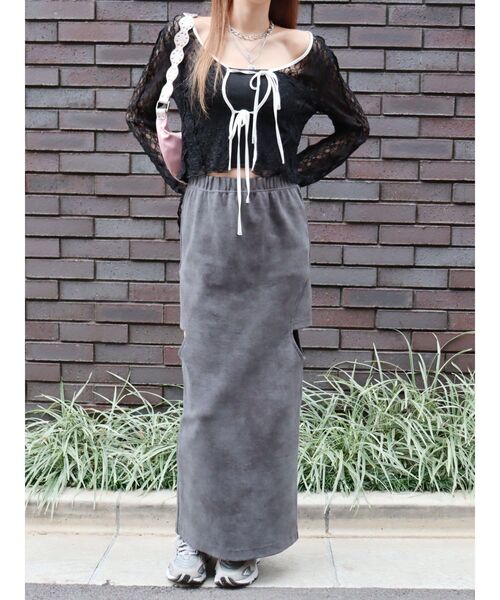 EVRIS（エヴリス）の「カットオフロングスカート（スカート・レディース・ブラック/アイボリー/ブルー・FREE）」の19枚目の写真