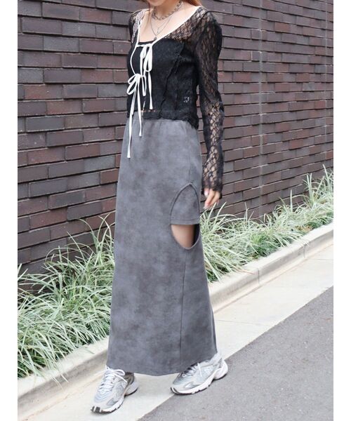 EVRIS（エヴリス）の「カットオフロングスカート（スカート・レディース・ブラック/アイボリー/ブルー・FREE）」の21枚目の写真