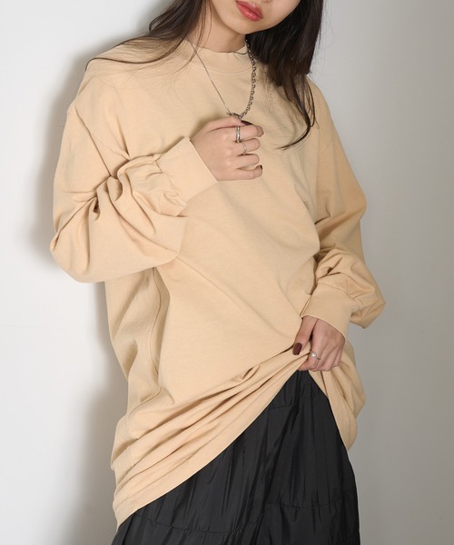 LOS ANGELES APPAREL(ロサンゼルスアパレル)の「【Los Angeles Apparel】Long Sleeve Mock Neck Dress ※L-1837GD(ワンピース・レディース・オリーブ/ネイビー/パープル/ブラウン/ベージュ/ブラック・M/S/L)」の1枚目の写真