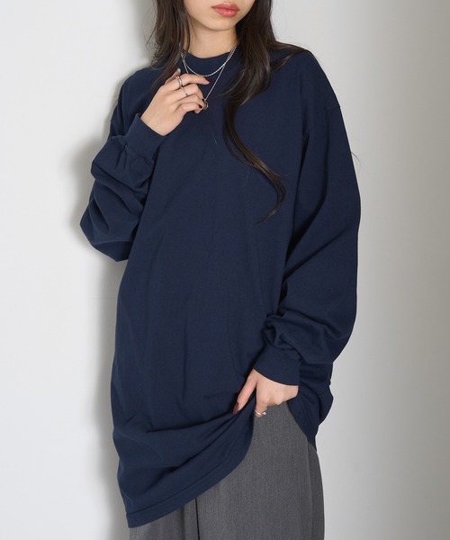 LOS ANGELES APPAREL(ロサンゼルスアパレル)の「【Los Angeles Apparel】Long Sleeve Mock Neck Dress ※L-1837GD(ワンピース・レディース・オリーブ/ネイビー/パープル/ブラウン/ベージュ/ブラック・M/S/L)」の5枚目の写真