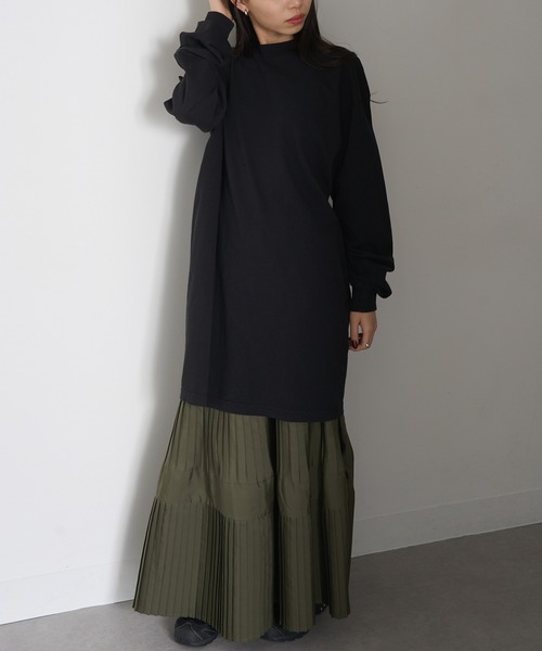LOS ANGELES APPAREL(ロサンゼルスアパレル)の「【Los Angeles Apparel】Long Sleeve Mock Neck Dress ※L-1837GD(ワンピース・レディース・オリーブ/ネイビー/パープル/ブラウン/ベージュ/ブラック・M/S/L)」の12枚目の写真