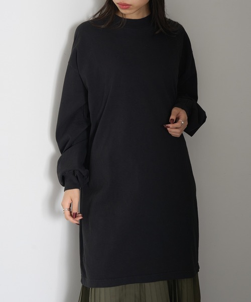 LOS ANGELES APPAREL(ロサンゼルスアパレル)の「【Los Angeles Apparel】Long Sleeve Mock Neck Dress ※L-1837GD(ワンピース・レディース・オリーブ/ネイビー/パープル/ブラウン/ベージュ/ブラック・M/S/L)」の8枚目の写真