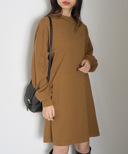 LOS ANGELES APPAREL(ロサンゼルスアパレル)の「【Los Angeles Apparel】Long Sleeve Mock Neck Dress ※L-1837GD(ワンピース・レディース・オリーブ/ネイビー/パープル/ブラウン/ベージュ/ブラック・M/S/L)」の15枚目の写真