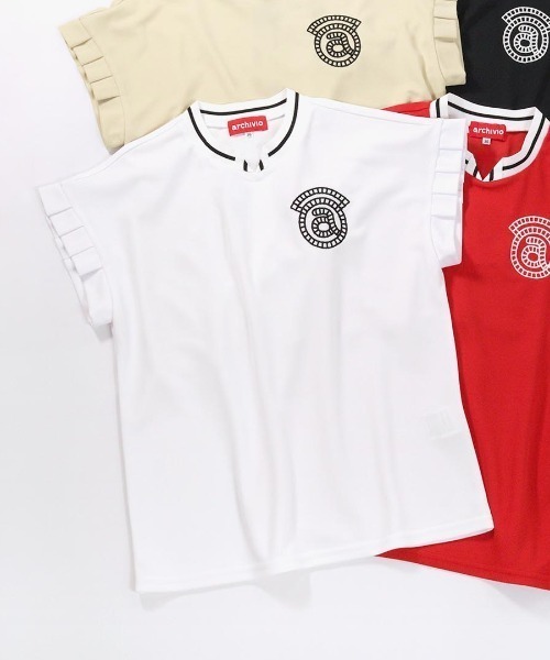 archivio(アルチビオ)の「<LADIES>タックフリル袖UVプルオーバー(Tシャツ/カットソー・レディース・ホワイト/ブラック/ベージュ/レッド・S/L/M)」の2枚目の写真