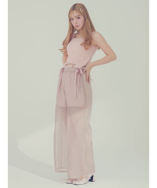 CALNAMUR(カルナムール)の「SHEER LAYERED SWEAT SHORT PT/シアーレイヤードスウェットショートパンツ【セットアップ着用可】(その他パンツ・レディース・ライトグレー/ピンク・FREE)」の9枚目の写真