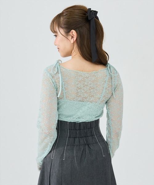 REDYAZEL(レディアゼル)の「レーストップス&リボンショルダーキャミソールセット(Tシャツ/カットソー・レディース・ブラック/オフホワイト/グリーン・FREE)」の19枚目の写真