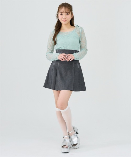 REDYAZEL(レディアゼル)の「レーストップス&リボンショルダーキャミソールセット(Tシャツ/カットソー・レディース・ブラック/オフホワイト/グリーン・FREE)」の20枚目の写真