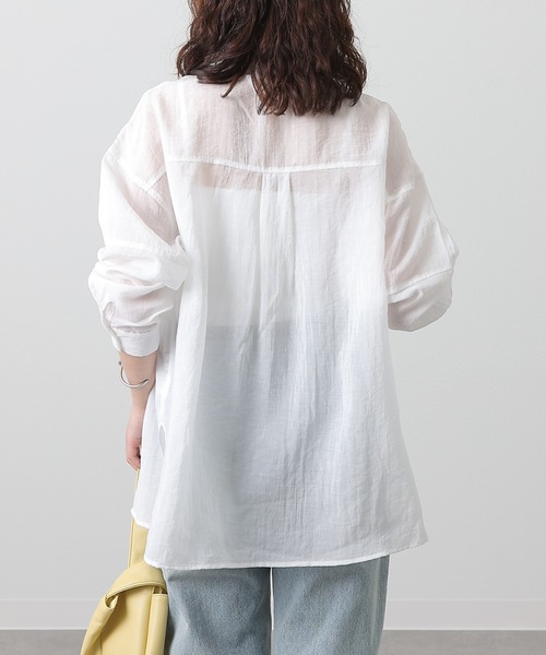 COLONY 2139（コロニートゥーワンスリーナイン）の「シアー切替バンドカラー長袖シャツ（シャツ/ブラウス・レディース・ブラック/ライトベージュ/グレイッシュベージュ/ホワイト・FREE）」の6枚目の写真