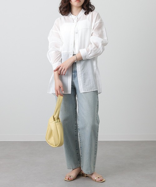 COLONY 2139（コロニートゥーワンスリーナイン）の「シアー切替バンドカラー長袖シャツ（シャツ/ブラウス・レディース・ブラック/ライトベージュ/グレイッシュベージュ/ホワイト・FREE）」の10枚目の写真