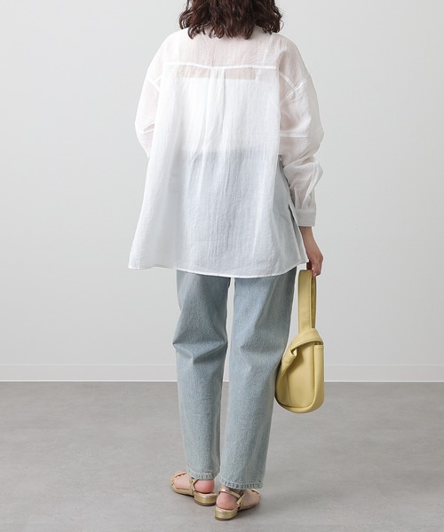 COLONY 2139（コロニートゥーワンスリーナイン）の「シアー切替バンドカラー長袖シャツ（シャツ/ブラウス・レディース・ブラック/ライトベージュ/グレイッシュベージュ/ホワイト・FREE）」の11枚目の写真