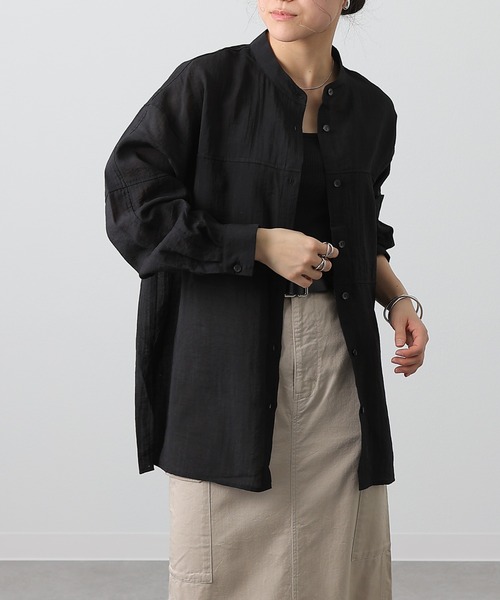 COLONY 2139（コロニートゥーワンスリーナイン）の「シアー切替バンドカラー長袖シャツ（シャツ/ブラウス・レディース・ブラック/ライトベージュ/グレイッシュベージュ/ホワイト・FREE）」の13枚目の写真