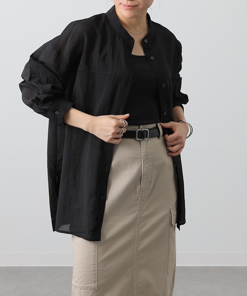 COLONY 2139（コロニートゥーワンスリーナイン）の「シアー切替バンドカラー長袖シャツ（シャツ/ブラウス・レディース・ブラック/ライトベージュ/グレイッシュベージュ/ホワイト・FREE）」の14枚目の写真