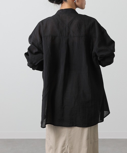 COLONY 2139（コロニートゥーワンスリーナイン）の「シアー切替バンドカラー長袖シャツ（シャツ/ブラウス・レディース・ブラック/ライトベージュ/グレイッシュベージュ/ホワイト・FREE）」の15枚目の写真