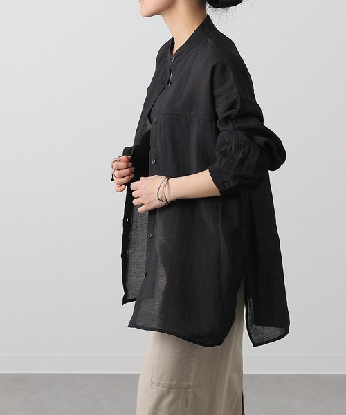 COLONY 2139（コロニートゥーワンスリーナイン）の「シアー切替バンドカラー長袖シャツ（シャツ/ブラウス・レディース・ブラック/ライトベージュ/グレイッシュベージュ/ホワイト・FREE）」の16枚目の写真