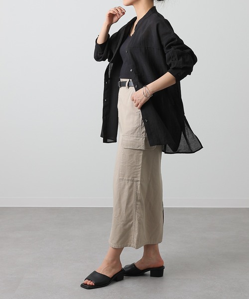 COLONY 2139（コロニートゥーワンスリーナイン）の「シアー切替バンドカラー長袖シャツ（シャツ/ブラウス・レディース・ブラック/ライトベージュ/グレイッシュベージュ/ホワイト・FREE）」の17枚目の写真