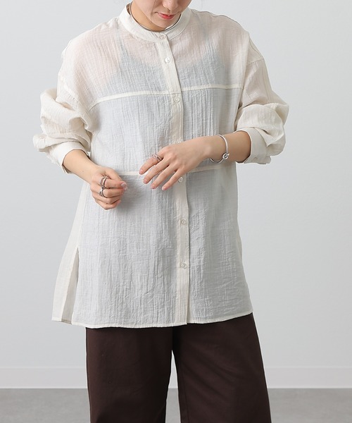 COLONY 2139（コロニートゥーワンスリーナイン）の「シアー切替バンドカラー長袖シャツ（シャツ/ブラウス・レディース・ブラック/ライトベージュ/グレイッシュベージュ/ホワイト・FREE）」の21枚目の写真