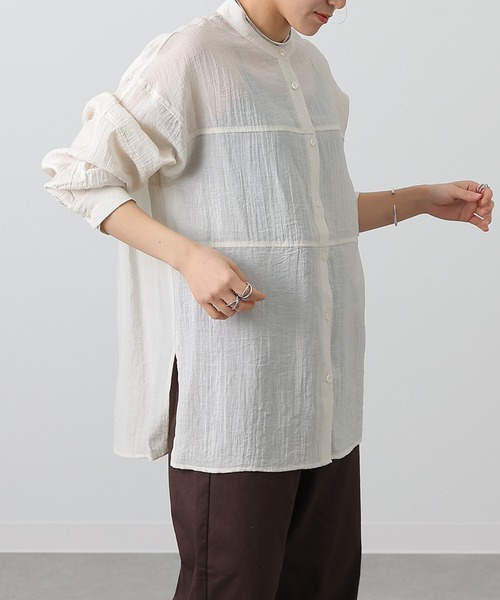 COLONY 2139（コロニートゥーワンスリーナイン）の「シアー切替バンドカラー長袖シャツ（シャツ/ブラウス・レディース・ブラック/ライトベージュ/グレイッシュベージュ/ホワイト・FREE）」の22枚目の写真