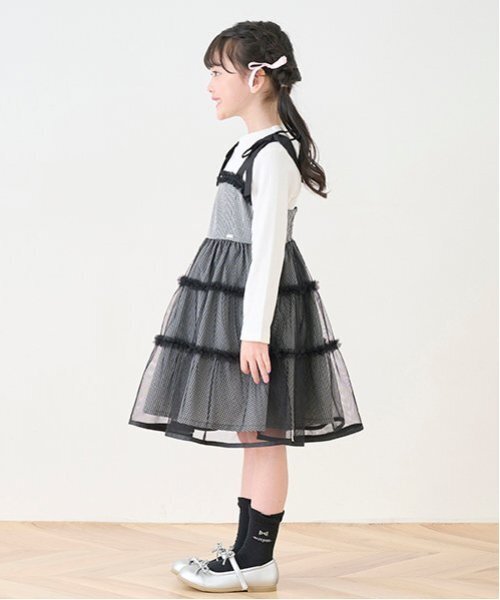 【専用】メゾピアノ ジレ ワンピース 半袖 Tシャツ スカート 110 5点 セール】ギンガムティアードチュールワンピース＆長袖Tシャツ