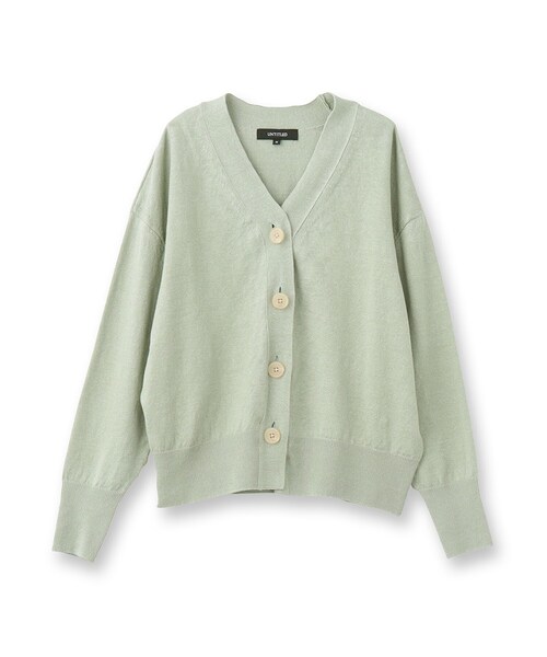 UNTITLED（アンタイトル）の「【アンサンブル可能/手洗い可】リネン混ベーシックカーディガン（カーディガン/ボレロ・レディース・グリーン系/イエロー系その他/ベージュ/ネイビー・00/02/04/44/48）」の6枚目の写真