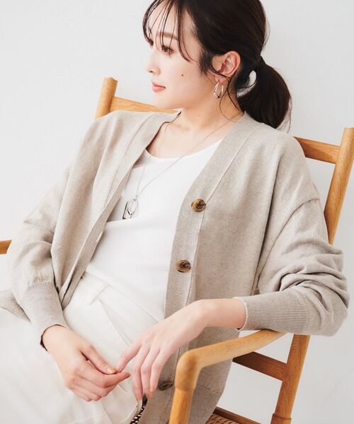 UNTITLED　アンタイトル　カーディガン　七分袖　混麻　シームレス　新品 セール】 【リネン混／洗える】2WAYスリーブレスカーディガン