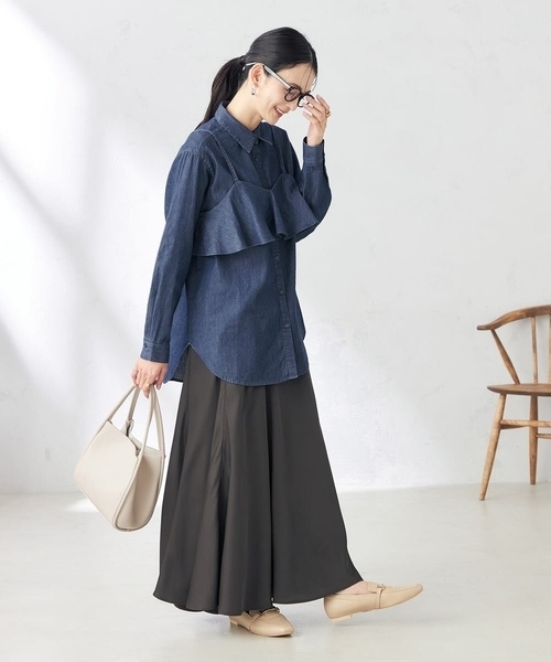 a.v.v（アーヴェヴェ）の「【2SET】ビスチェ＆シャツ（シャツ/ブラウス・レディース・ベージュ/ブルー・38/40）」の11枚目の写真