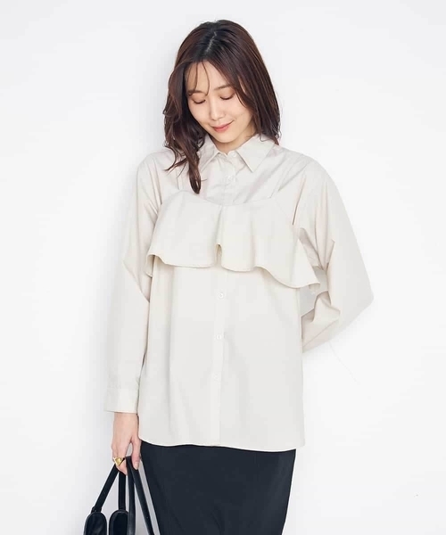 a.v.v（アーヴェヴェ）の「【2SET】ビスチェ＆シャツ（シャツ/ブラウス・レディース・ベージュ/ブルー・38/40）」の7枚目の写真