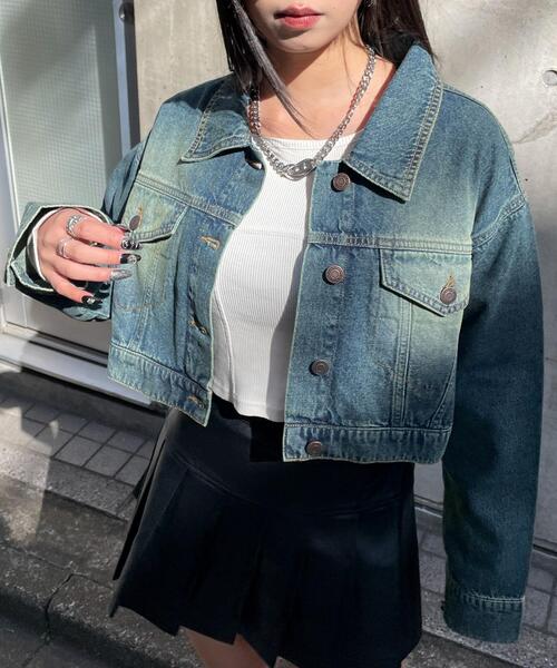 WEGO（ウィゴー）の「WEGO/ヴィンテージウォッシュショートデニムジャケット（デニムジャケット・レディース・コバルトブルー/ブラック系その他・FREE）」の15枚目の写真