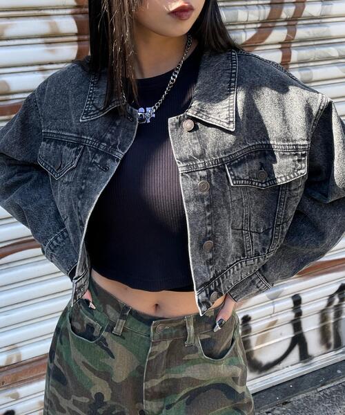 WEGO（ウィゴー）の「WEGO/ヴィンテージウォッシュショートデニムジャケット（デニムジャケット・レディース・コバルトブルー/ブラック系その他・FREE）」の8枚目の写真