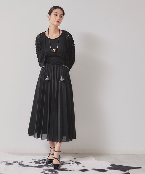 Sunauna(スーナウーナ)の「【オーガンジー】プリーツロングスカート(スカート・レディース・ブラック/ベージュ・40/38)」の9枚目の写真