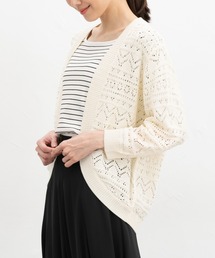 Honeys | ８分袖透かし編カーデ(カーディガン/ボレロ)