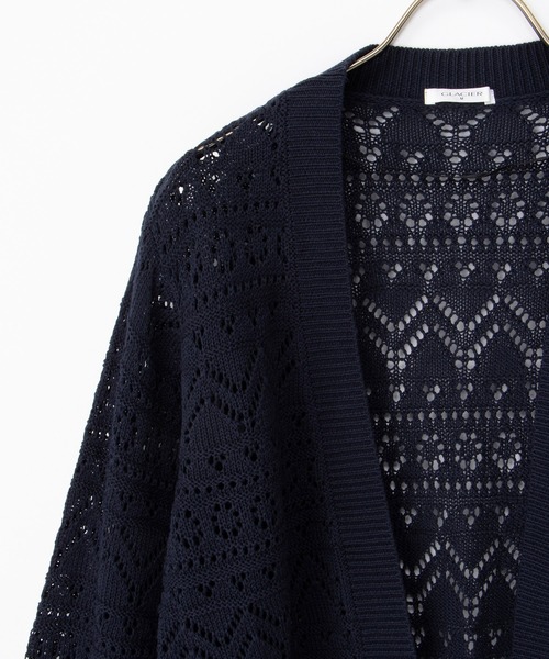 Honeys（ハニーズ）の「８分袖透かし編カーデ（カーディガン/ボレロ・レディース・ネイビー/アイボリー/イエロー系その他/ライトベージュ/杢グレー・L/LL/M）」の19枚目の写真