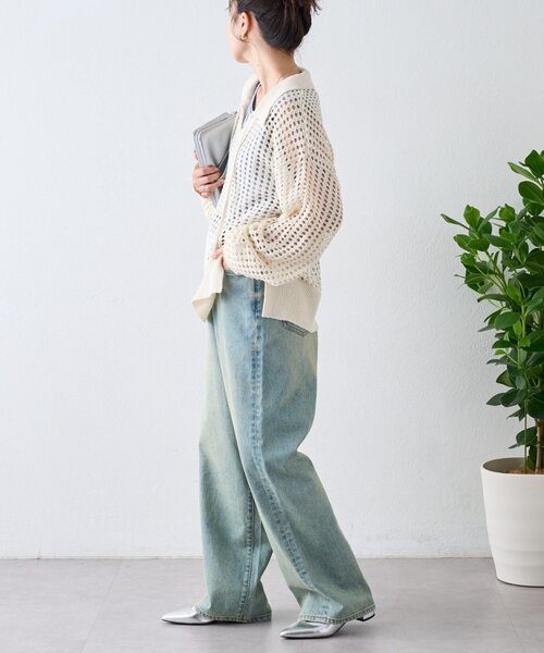 CIAOPANIC TYPY（チャオパニックティピー）の「メッシュ襟付きスキッパーニット（ニット/セーター・レディース・ブラック/ピンク/オフホワイト・ONE SIZE）」の16枚目の写真