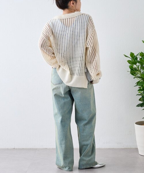 CIAOPANIC TYPY（チャオパニックティピー）の「メッシュ襟付きスキッパーニット（ニット/セーター・レディース・ブラック/ピンク/オフホワイト・ONE SIZE）」の17枚目の写真