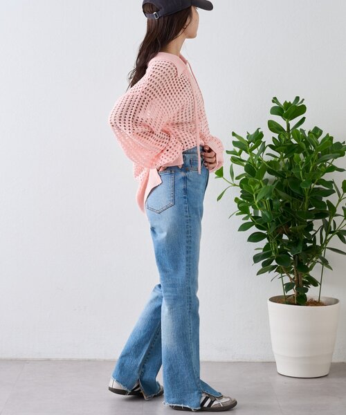 CIAOPANIC TYPY（チャオパニックティピー）の「メッシュ襟付きスキッパーニット（ニット/セーター・レディース・ブラック/ピンク/オフホワイト・ONE SIZE）」の20枚目の写真