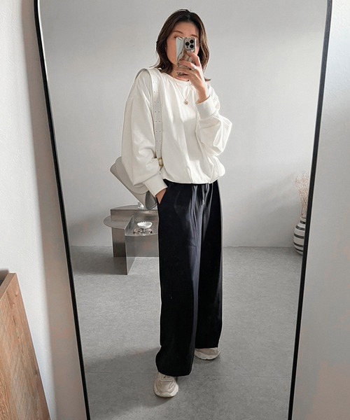Bonjour Sagan(ボンジュールサガン)の「バックプレートバルーンプルオーバー(Tシャツ/カットソー・レディース・オフホワイト/チャコールグレー/ライトピンク・FREE)」の5枚目の写真