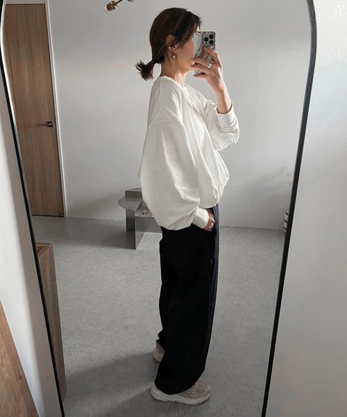 Bonjour Sagan(ボンジュールサガン)の「バックプレートバルーンプルオーバー(Tシャツ/カットソー・レディース・オフホワイト/チャコールグレー/ライトピンク・FREE)」の6枚目の写真