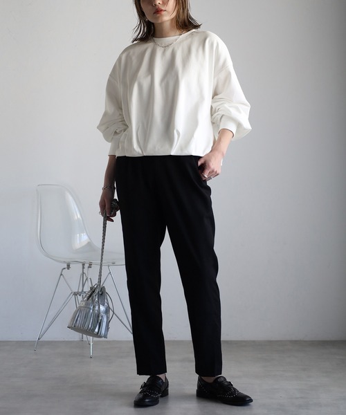 Bonjour Sagan(ボンジュールサガン)の「バックプレートバルーンプルオーバー(Tシャツ/カットソー・レディース・オフホワイト/チャコールグレー/ライトピンク・FREE)」の11枚目の写真