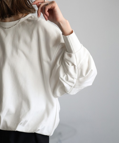 Bonjour Sagan(ボンジュールサガン)の「バックプレートバルーンプルオーバー(Tシャツ/カットソー・レディース・オフホワイト/チャコールグレー/ライトピンク・FREE)」の14枚目の写真