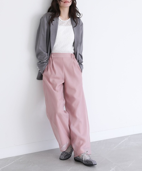 somari imagination（ソマリ イマジネーション）の「『袖ギャザーレースカットソー』（Tシャツ/カットソー・レディース・ラベンダー/オフホワイト/ブラック・2/1）」の6枚目の写真