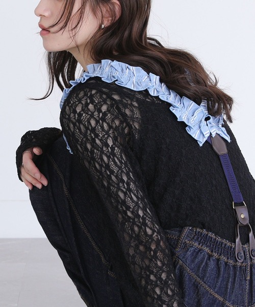 somari imagination（ソマリ イマジネーション）の「『袖ギャザーレースカットソー』（Tシャツ/カットソー・レディース・ラベンダー/オフホワイト/ブラック・2/1）」の8枚目の写真