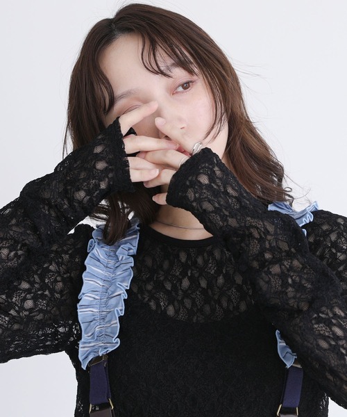 somari imagination（ソマリ イマジネーション）の「『袖ギャザーレースカットソー』（Tシャツ/カットソー・レディース・ラベンダー/オフホワイト/ブラック・2/1）」の7枚目の写真