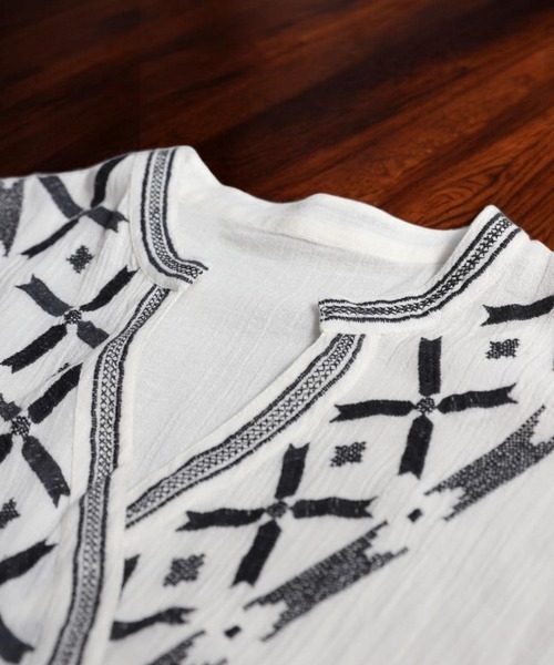 antiqua(アンティカ)の「インド綿刺繍ワンピース(ワンピース・レディース・ホワイト/ブラック・ONESIZE)」の16枚目の写真
