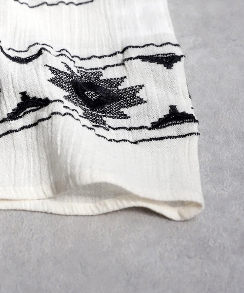 antiqua(アンティカ)の「インド綿刺繍ワンピース(ワンピース・レディース・ホワイト/ブラック・ONESIZE)」の19枚目の写真