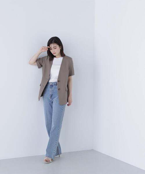 NATURAL BEAUTY BASIC(ナチュラルビューティーベーシック)の「◇【Oggi掲載】リネンライクツイルシリーズ ハーフスリーブジャケット(テーラードジャケット・レディース・ブラウン/ベージュ/カーキ・SMALL/MEDIUM)」の9枚目の写真