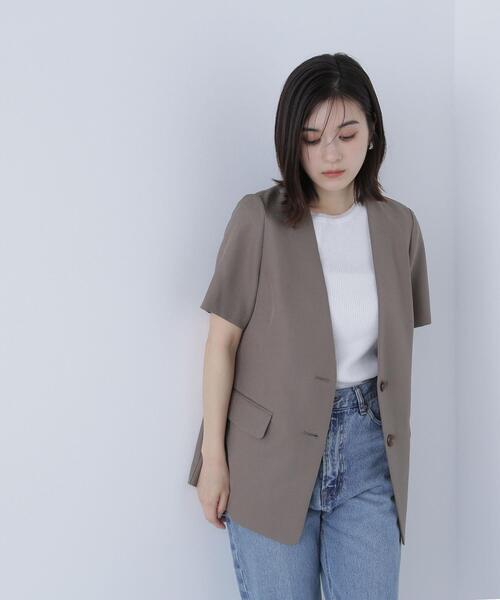 NATURAL BEAUTY BASIC(ナチュラルビューティーベーシック)の「◇【Oggi掲載】リネンライクツイルシリーズ ハーフスリーブジャケット(テーラードジャケット・レディース・ブラウン/ベージュ/カーキ・SMALL/MEDIUM)」の12枚目の写真