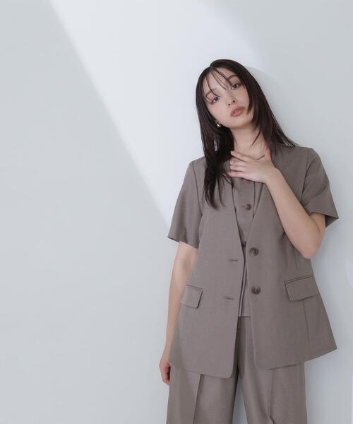 NATURAL BEAUTY BASIC(ナチュラルビューティーベーシック)の「◇【Oggi掲載】リネンライクツイルシリーズ ハーフスリーブジャケット(テーラードジャケット・レディース・ブラウン/ベージュ/カーキ・SMALL/MEDIUM)」の16枚目の写真