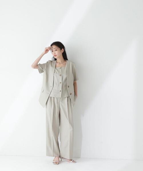 NATURAL BEAUTY BASIC(ナチュラルビューティーベーシック)の「◇【Oggi掲載】リネンライクツイルシリーズ ハーフスリーブジャケット(テーラードジャケット・レディース・ブラウン/ベージュ/カーキ・SMALL/MEDIUM)」の5枚目の写真